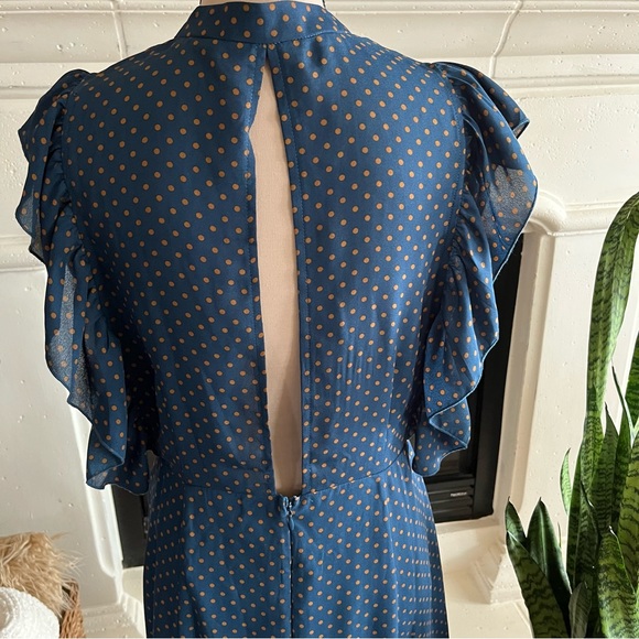 Rokoko Dark Teal Polka Dot Flowy
Midi Dress Size L - Picture 3 of 7